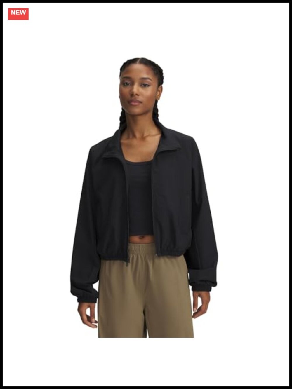 Womens Cropped Track Jacket Lightweight Zip Up Athletic